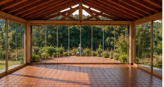 Meditation pavilion overlooking the Portugal hillside