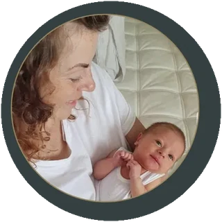 Valerie, coach and mother, with her baby, client of Dimple Amore (Dimple Thakrar), Beyond the Words podcast